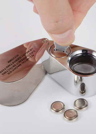40X Full Metal Illuminated Jewelry Loop Magnifier, XYK Pocket Folding Magnifying Glass Jewelers Eye Loupe with LED(LED Currency Detecting/Jewelry Identifying)