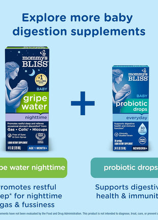 Mommy's Bliss Gripe Water Original, Infant Gas & Colic Relief, Gentle & Safe, 2 Weeks+, 4 Fl Oz (Pack of 1)