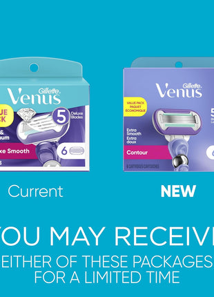 Gillette Venus Deluxe Smooth Swirl Womens Razor Blade Refills, 6 Count, Moisture Ribbon to Protect Against Irritation