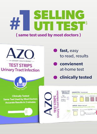 AZO Urinary Tract Infection (UTI) Test Strips, Results in 2 Mins, 3 Count | From the #1 Urinary Health Brand± Clinically Tested At Home UTI Test Strips For Women, Convenient, Fast Easy to Read Results