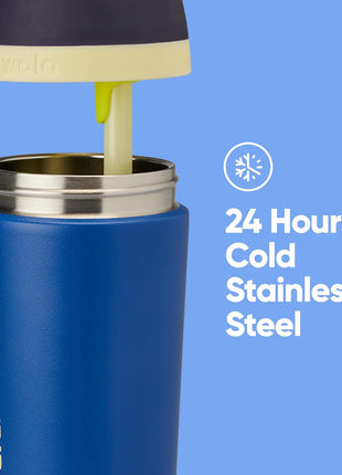 Owala Kids Flip Insulated Stainless-Steel Water Bottle with Straw and Locking Lid, 14-Ounce, Navy/Blue (Celestial Sphere)