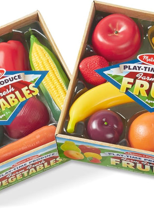 Melissa & Doug Play-Time Produce Fruit (9 pcs) and Vegetables (7 pcs) Realistic Play Food
