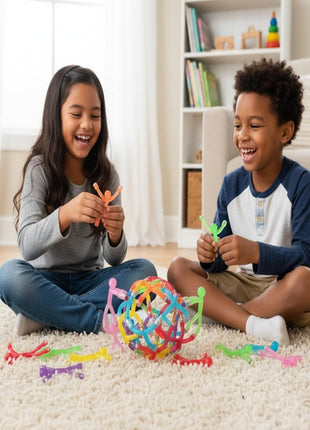 MAGMEN 10-Piece Magnetic Fidget Figures with Storage Tin - Opaque-Color Magnetic Character Figures for Kids & Adults - Quiet Airplane & Road Trip Travel Toy - Screen-Free Sensory Desk Toy