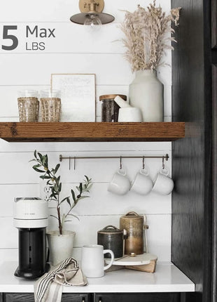QEEIG Bathroom Floating Shelves for Wall - 15.7" Wall Mounted Shelf Over Toilet Farmhouse Home Decor Display Bookshelf Small 15.7 x 6.7 inch Set of 2, Rustic Brown (008-40BN)