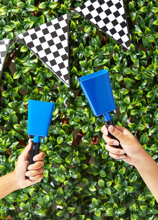 BLUE PANDA Cowbell Noise Maker - 9-Inch, Royal Blue, Pack of 2 - Metal Cowbell Instrument with Ergonomic Handle - Cheering Bell for Stadium Cheers & Celebratory Noise Maker