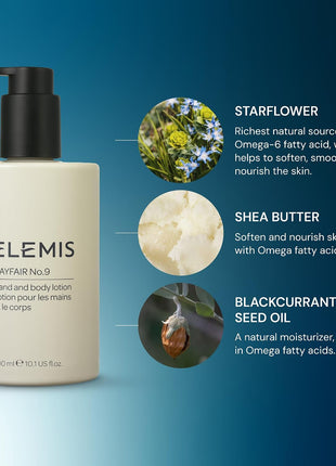 ELEMIS Mayfair No.9 Hand & Body Lotion, Lightweight Formula Hydrates, Softens, and Moisturizes Skin with Sustainable Shea Butter and Borage Oil