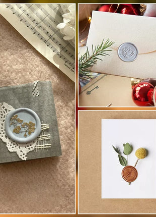 Wax Seal Stamp Kit - 3 Metal Molds & Silicone Mat | DIY Envelope Seals for Wedding Invitations, Gift Wrapping & Cards | Ideal for Crafting Enthusiasts