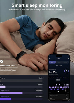 Screenless Activity & Fitness Trackers, Health Tracker with Heart Rate and Sleep Tracking, Works with iOS and Android - Black