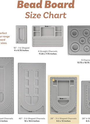 The Beadsmith Bead Board with Cover, Grey Flocked | 3 U-Shaped Channels, 6 Recessed Compartments,13.25 x 9.75 inches, Design Boards for Creating Bracelets, Necklaces and More
