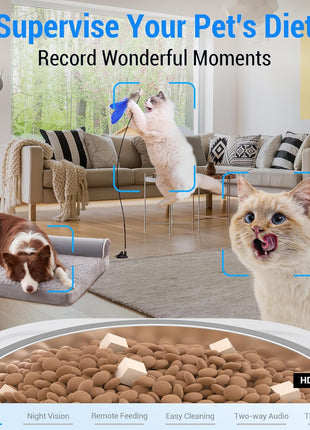 Frienhund Automatic Cat Feeder with 2K Camera: 5G WiFi Automatic Dog Feeder with Night Vision,Cat Food Dispenser with 7L Large Food Storage Container for Multiple Pet,Detachable for Easy Clean -29 Cup
