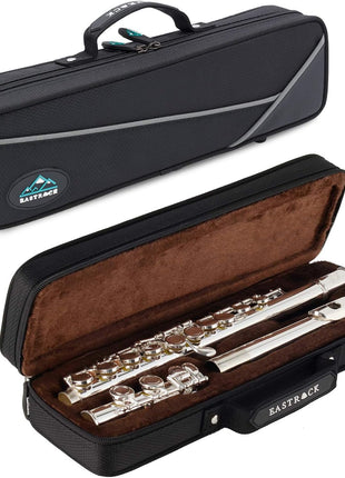 EastRock Closed Hole Flutes C 16 Key for Beginner, Kids, Student Silver Nickel Flute with Case Stand and Cleaning kit