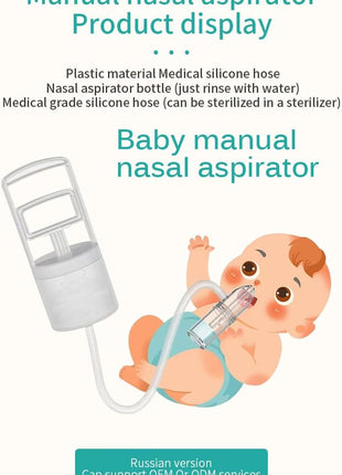 Nasal Aspirator for Baby, Portable Hand Puller Nose Sucker, Quiet Suction Easy to Operate | Reusable | Soft Silicone Nose Cleaner for Fast and Effective Relief of Nasal Congestion in Infant
