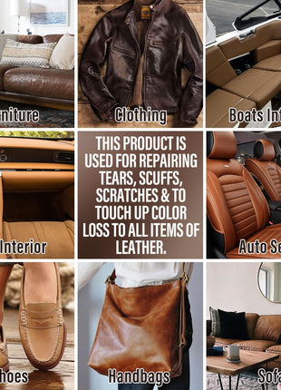 ARCSSAI ARCSSAL Brown Leather Repair Kit for Furniture, Leather Couch Repair Kit for Sofa, Jacket, Car Seats and Purse with Super Easy Instructions, Restores Any Material, Bonded, Pleather, Genuine