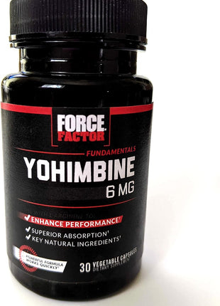 Force Factor Yohimbine Supplement for Men, Yohimbe Bark Extract with Superior Absorption to Enhance Performance, 6mg Yohimbine Bark Pills with Key Natural Ingredients, 30 Count (Pack of 4)