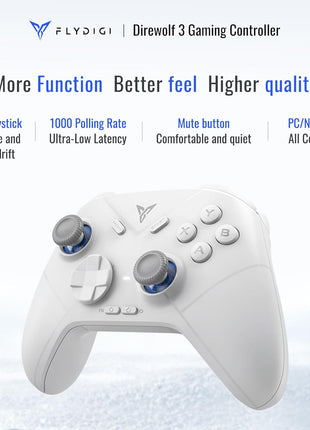 FLYDIGI Direwolf 3 Wireless PC Controller, Hall Effect Joysticks Triggers,1000 Hz Polling Rate, Multi-Platform Gaming Controller