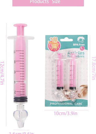 Nasal Irrigator for Baby,10ml Baby Nasal Syringe Irrigator Portable Infant Noses Cleaner Nasal Irrigation Nose Aspirator for Babys Nasal Wash Nasals Cleaner Babys Nose Rinse 2pcs (Pink)