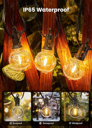 Brightown Outdoor String Lights, 50FT 25 G40 Bulbs Shatterproof Patio Lights, IP65 Waterproof Dimmable Hanging Connectable Globe LED Outdoor Lights for Backyard, Bistro, Porch, Deck, Balcony