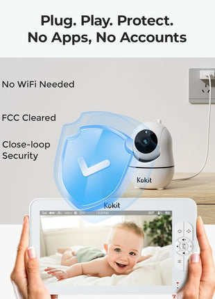 Baby Monitor with Camera and Audio - 7inch Split Screen, 5000mAh Battery (100H in VOX), 1080P PTZ Baby Camera Monitor with Flexible Mount, No WiFi Baby Monitor, Secure 2.4GHz FHSS