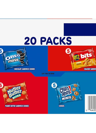 Nabisco Snacks Variety Pack, 4 Flavors, Cookies & Crackers, 20 Snack Packs | OREO Minis, NUTTER BUTTER Bites, CHIPS AHOY! Minis Cookies, and RITZ Bits Cheese Sandwich Crackers, Individually Wrapped