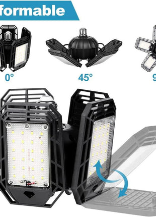 Luyata LED Garage Lights 2 Pack, Ceiling LED Shop Light 180W 18000LM 6500K Screw in Led Light with 5+1 Deformable Panels, Bright Led Lighting for Garage Workshop Basement Support E26/E27 Socket