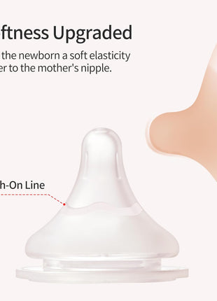 Pigeon Silicone Nipple (S) with Latch-On Line, 1+ Months, 4 Counts | Natural Feel, Slow Flow