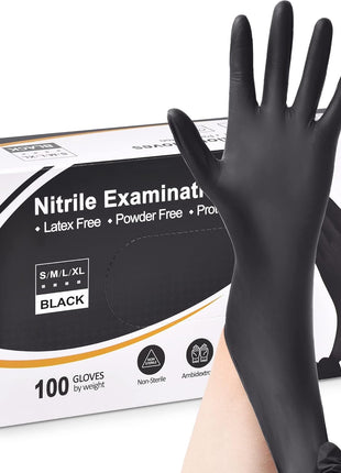 Schneider Nitrile Exam Gloves, Black, Medium, 100-ct Box, 4-mil, Latex-Free, Powder-Free, Food-Safe
