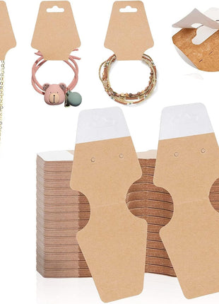 200 Pcs Necklace Display Cards with Adhesive, Thick Bracelet Keychain Display Cards, Kraft Paper Necklace Cards for Jewelry Display Selling