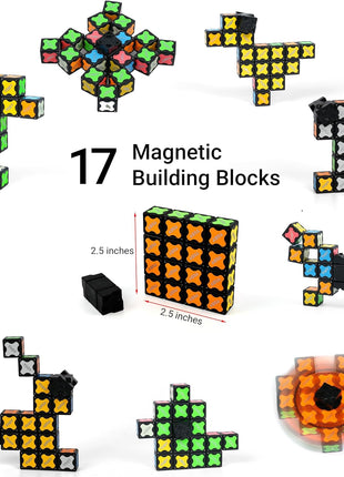TOSY Magnet Fidget Spinner Mini - 8 Blocks, 3 in 1 Toy: Transformable Fidget Spinner, Infinity Cube, 2x2 Puzzle Cube, Stress Relief, STEM Sensory Magnet Tiles Birthday Gift for Kids/Boys/Girls/Adults