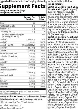 Garden of Life Organics Men's Gummy Vitamins - Berry - Certified Organic, Non-GMO, Vegan, Kosher Complete Multi - Methyl B12, C & D3 - Gluten, Soy & Dairy Free, 120 Real Fruit Chew Gummies