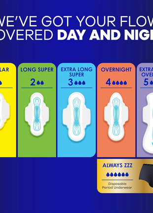 Always Maxi Overnight Pads with Wings for Women, Size 5, Extra Heavy Overnight Absorbency, Unscented, 36 Count