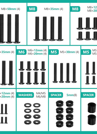WALI Universal TV Mount Hardware Kit Includes M4 M5 M6 M8, Fit Most up to 80 inches TV/Monitor Mounts (UVSP-N), Black