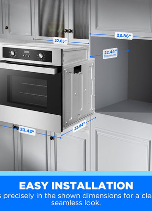 Midea 24" Single Electronic Wall Oven, 2.5 Cu. Ft.-Capacity, Built-in Oven with 8-in-1 Cooking Modes, Stainless Steel