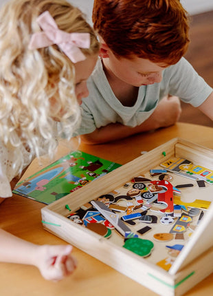 Melissa & Doug Wooden Magnetic Matching Picture Game with 119 Magnets and Scene Cards Magnetic Book Scenes for Kids Ages 3+