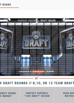 TrophySmack Extra Large Fantasy Football Draft Board 2026, Live Draft Kit | 8-12 Teams, 24 Rounds, 500+ Player Label Stickers, Rookies Included, 2026 Fantasy Football Draft Board Draft Party Ready