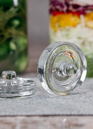 JILLMO 1.5L Wide Mouth Glass Fermentation Jar with Airlock & Weight, 2 Pack | Fermenting Kit for Making Sauerkraut, Kimchi, Pickles and Vegetables