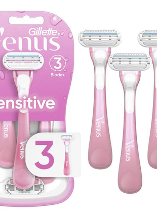 Gillette Venus Sensitive Women's Disposable Razors - Single Package of 3 Razors