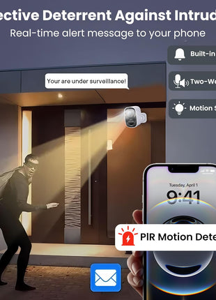 2026 Upgraded 2K Security Cameras Wireless Outdoor, Free Cloud Storage, 1-6 Months Battery Life, Waterproof, 2-Way Talk, AI Motion Detection Spotlight Siren Alarm Cameras for Home Security