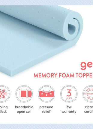 Best Price Mattress 2 inch Ventilated Gel Memory Foam Topper   Full, Dorm Essentials, Blue
