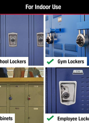 Master Lock Black Gym Locker Lock Combination Padlock, Indoor Combo Lock with Preset 3-Digit Code for Cabinets, Storage, 2 Pack, 1500T