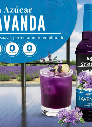 Syruvia Sugar Free Coffee Syrup, Lavender Flavored Syrup for Drinks, Lattes, and Desserts – 25.4 fl oz