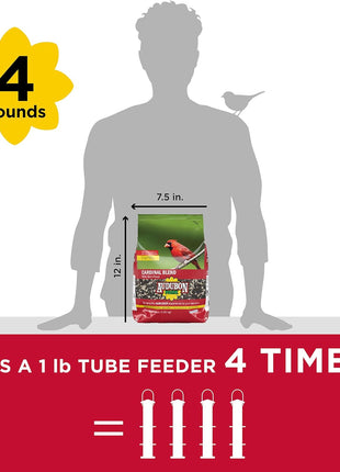 Audubon Park Cardinal Blend Wild Bird Food, Cardinal Bird Seed for Outside Feeders, 4-Pound Bag