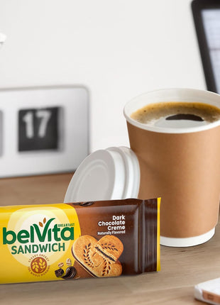 belVita Breakfast Sandwich Dark Chocolate Creme Breakfast Biscuits, Value Pack, 12 Packs (2 Sandwiches Per Pack)