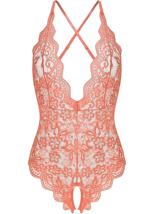 Women One Piece Lingerie Sexy Teddy V Neck Bodysuit Lace Nightie (Green, Medium)