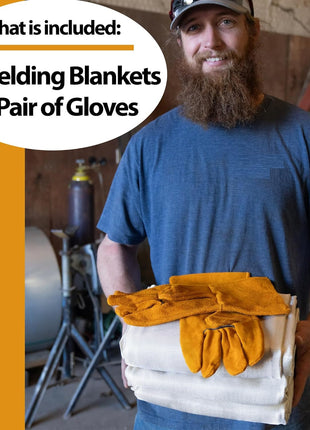 Supa Ant 6x8ft. Welding Blanket Fireproof (Pack of 2) - Heavy Duty Weld Fire Blanket Tools - Welders Cover for Men Curtain with Gloves - Large Welding Gear for Welder Accessories