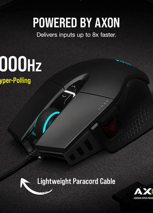 Corsair M65 RGB Ultra Tunable FPS Gaming Mouse Marksman 26,000 DPI Optical Sensor, Optical Switches, AXON Hyper-Processing Technology, Sensor Fusion Control, Tunable Weight System - Black