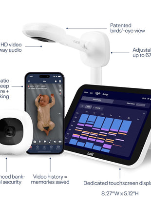 Nanit Smart Baby Monitor System with Wall Mount & 8inch Display Screen - Crystal-Clear Video, Real-Time Notifications, Sleep Insights - Baby Must Have for Parents