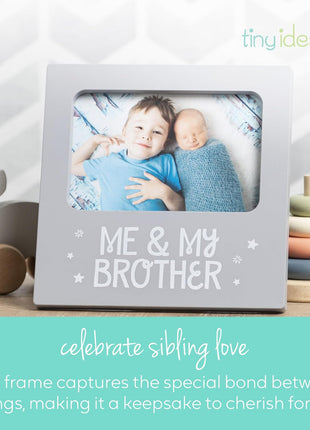 Me and My Brother Picture Frame, Sibling Keepsake, Ideal for Brothers or Sisters, Baby Showers and Gender Neutral Nursery Decor, Gray