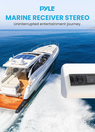 Pyle 300W Bluetooth Marine Stereo Receiver - Single DIN In-Dash AM/FM Radio with USB/SD - AUX - MP3 - Built-in Mic - EQ - Wireless Music Streaming - Remote - 12V - PLMRM29BT