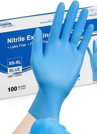 Schneider Nitrile Exam Gloves - M, 100-ct Box,Blue Disposable Gloves, Latex Free, Powder Free, Medical Glove for Cooking, Cleaning, Examination
