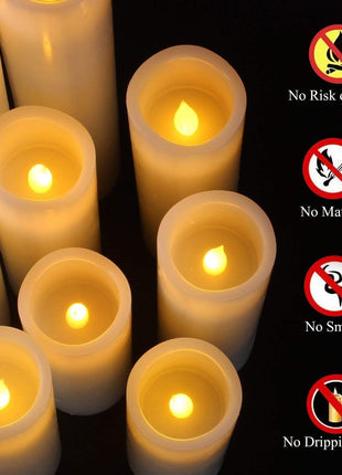 Vinkor Flameless Candles Battery Operated Candles Real Wax Pillar LED Candles with 10-Key Remote and Cycling 24 Hours Timer (Ivory 4 inch 5 inch 6 inch 7 inch 8 inch 9 inch)